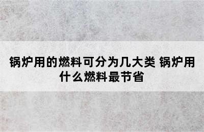 锅炉用的燃料可分为几大类 锅炉用什么燃料最节省